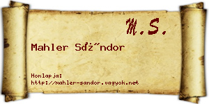 Mahler Sándor névjegykártya